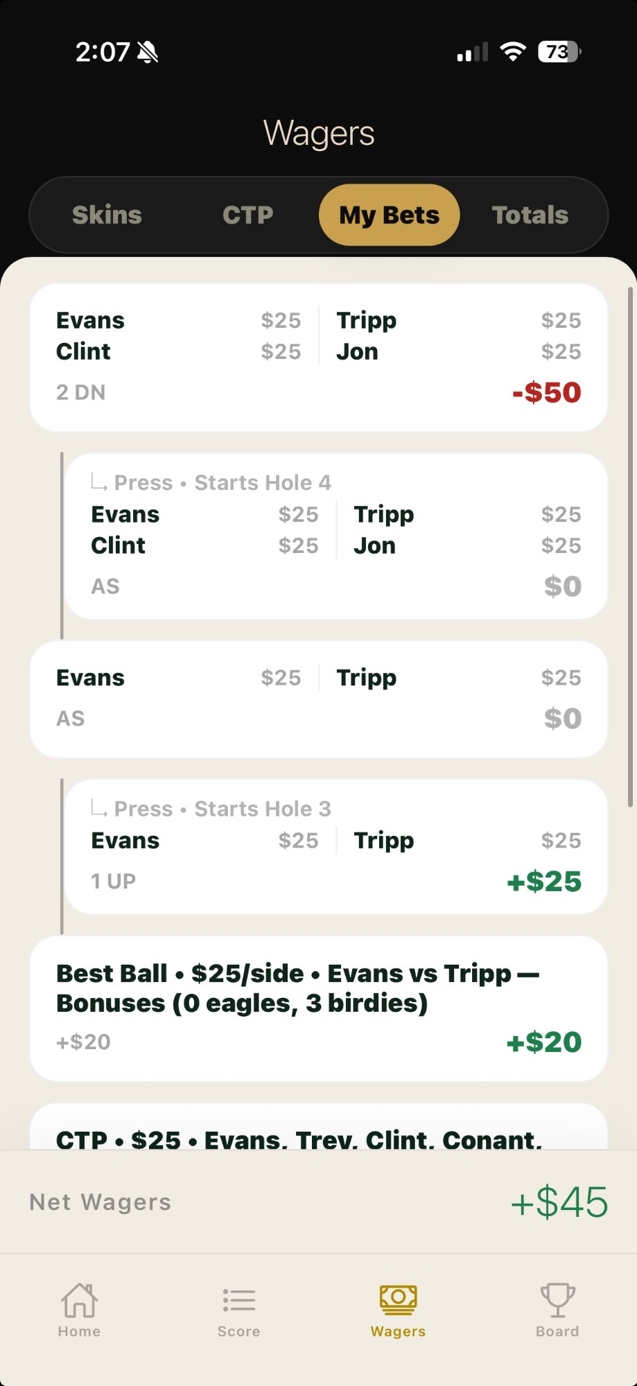 MatchRoom my bets screen